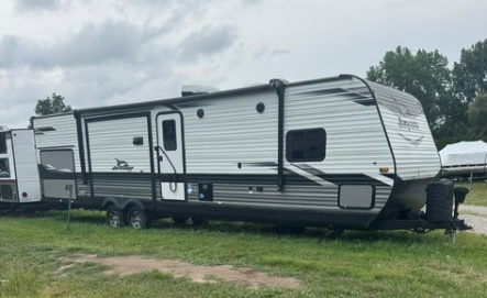 Extra large camper in outdoor storage